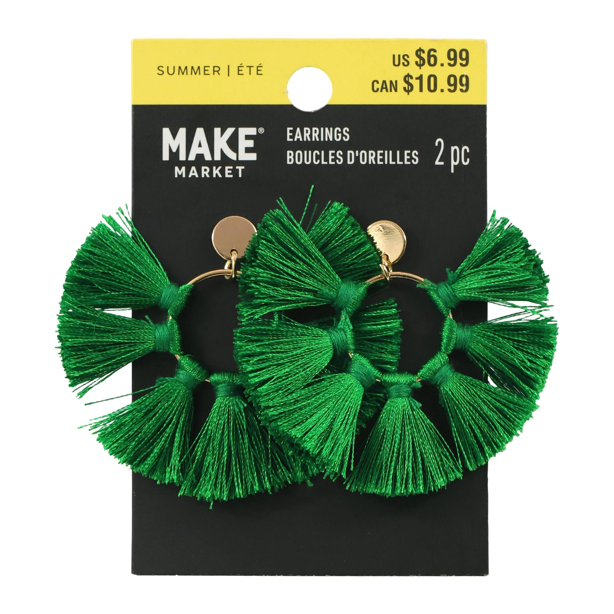 Summer Green Tassel Hoop Earrings by Make Market®